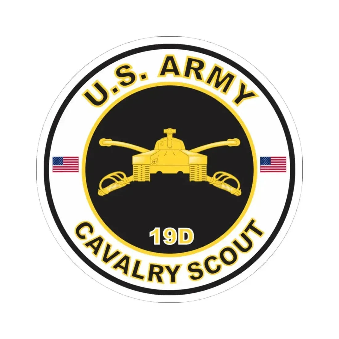 MOS 19D Cavalry Scout (U.S. Army) STICKER Vinyl Kiss-Cut Decal 4 Inch White - The Sticker Space