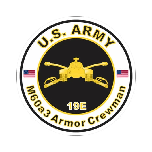 MOS 19E M60a3 Armor Crewman (U.S. Army) STICKER Vinyl Kiss-Cut Decal 2 Inch White - The Sticker Space