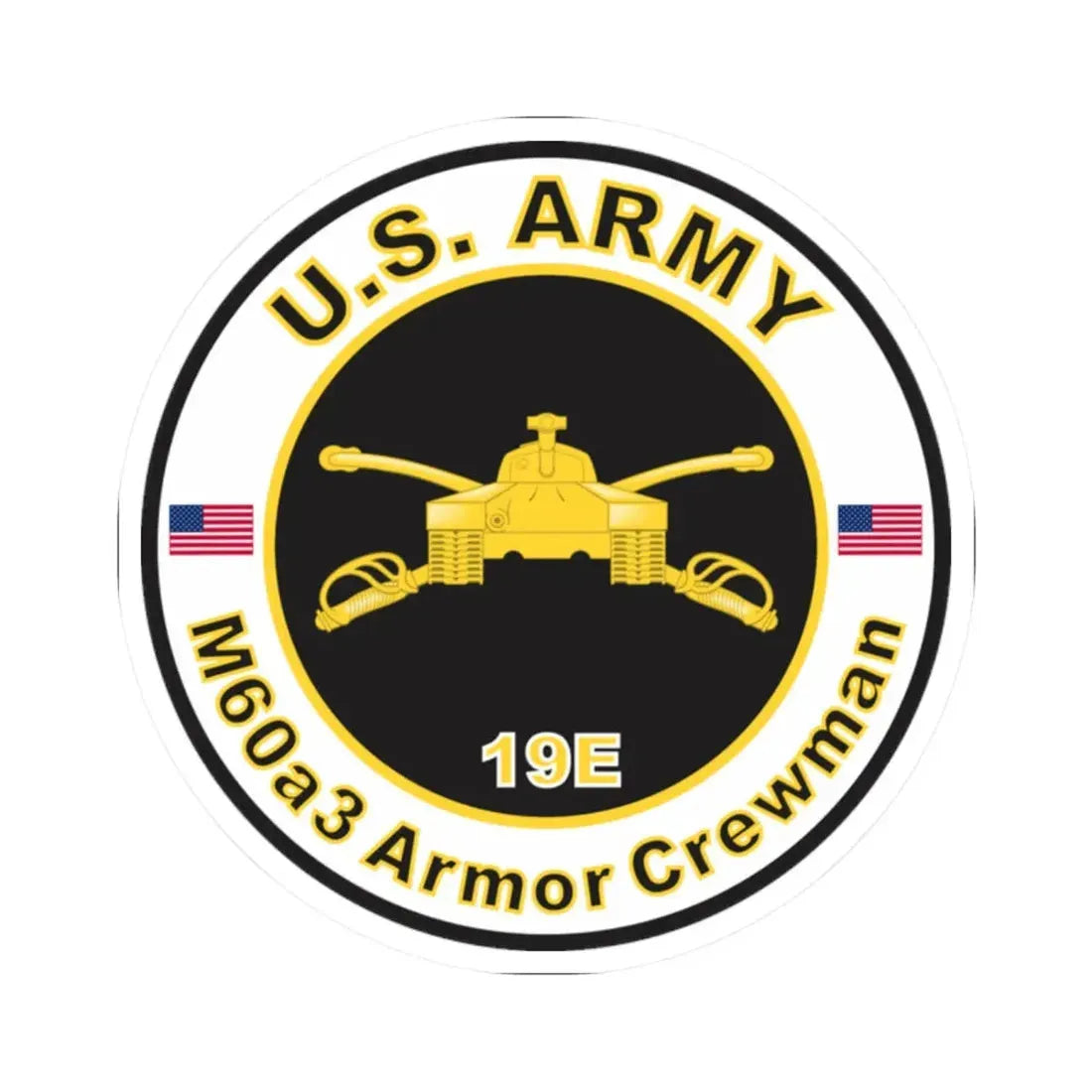 MOS 19E M60a3 Armor Crewman (U.S. Army) STICKER Vinyl Kiss-Cut Decal - The Sticker Space