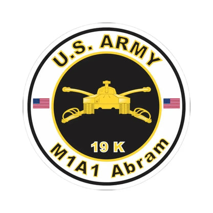 MOS 19K M1A1 Abram (U.S. Army) STICKER Vinyl Kiss-Cut Decal 3 Inch White - The Sticker Space