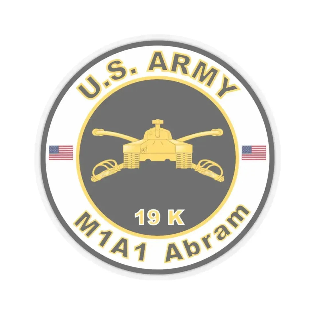 MOS 19K M1A1 Abram (U.S. Army) STICKER Vinyl Kiss-Cut Decal 4 Inch Transparent - The Sticker Space