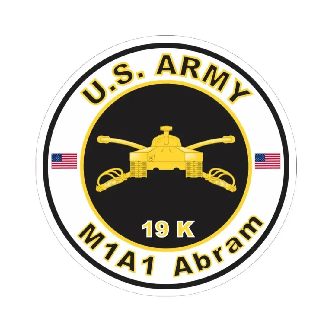 MOS 19K M1A1 Abram (U.S. Army) STICKER Vinyl Kiss-Cut Decal 4 Inch White - The Sticker Space