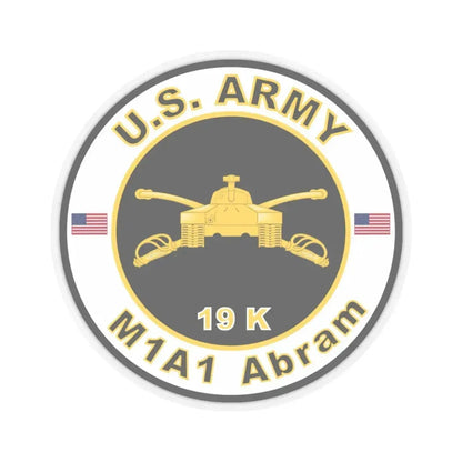 MOS 19K M1A1 Abram (U.S. Army) STICKER Vinyl Kiss-Cut Decal 6 Inch Transparent - The Sticker Space