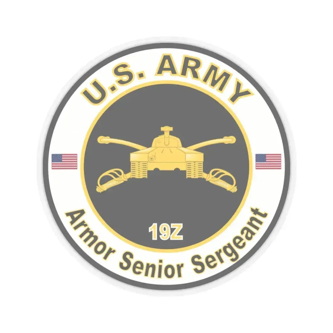 MOS 19Z Armor Senior Sergeant (U.S. Army) STICKER Vinyl Kiss-Cut Decal 3 Inch Transparent - The Sticker Space