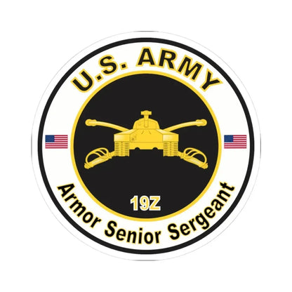 MOS 19Z Armor Senior Sergeant (U.S. Army) STICKER Vinyl Kiss-Cut Decal 3 Inch White - The Sticker Space