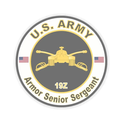 MOS 19Z Armor Senior Sergeant (U.S. Army) STICKER Vinyl Kiss-Cut Decal 4 Inch Transparent - The Sticker Space