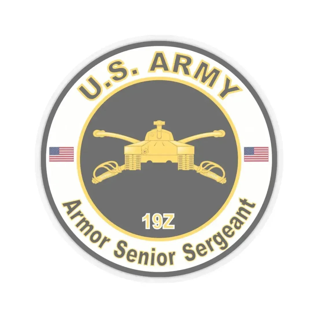 MOS 19Z Armor Senior Sergeant (U.S. Army) STICKER Vinyl Kiss-Cut Decal 6 Inch Transparent - The Sticker Space