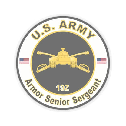 MOS 19Z Armor Senior Sergeant (U.S. Army) STICKER Vinyl Kiss-Cut Decal 6 Inch Transparent - The Sticker Space
