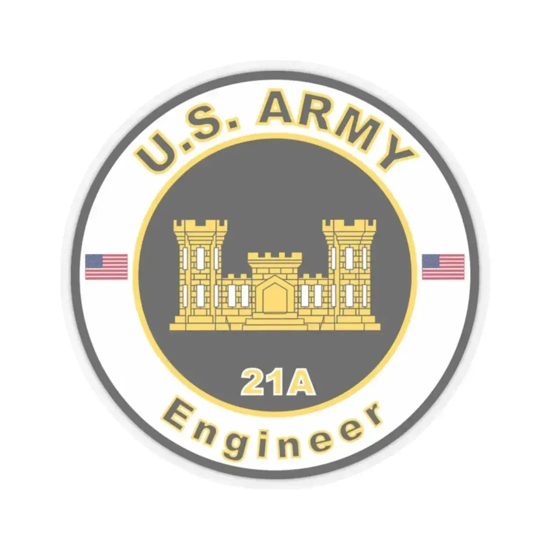 MOS 21A Engineer (U.S. Army) STICKER Vinyl Kiss-Cut Decal 2 Inch Transparent - The Sticker Space