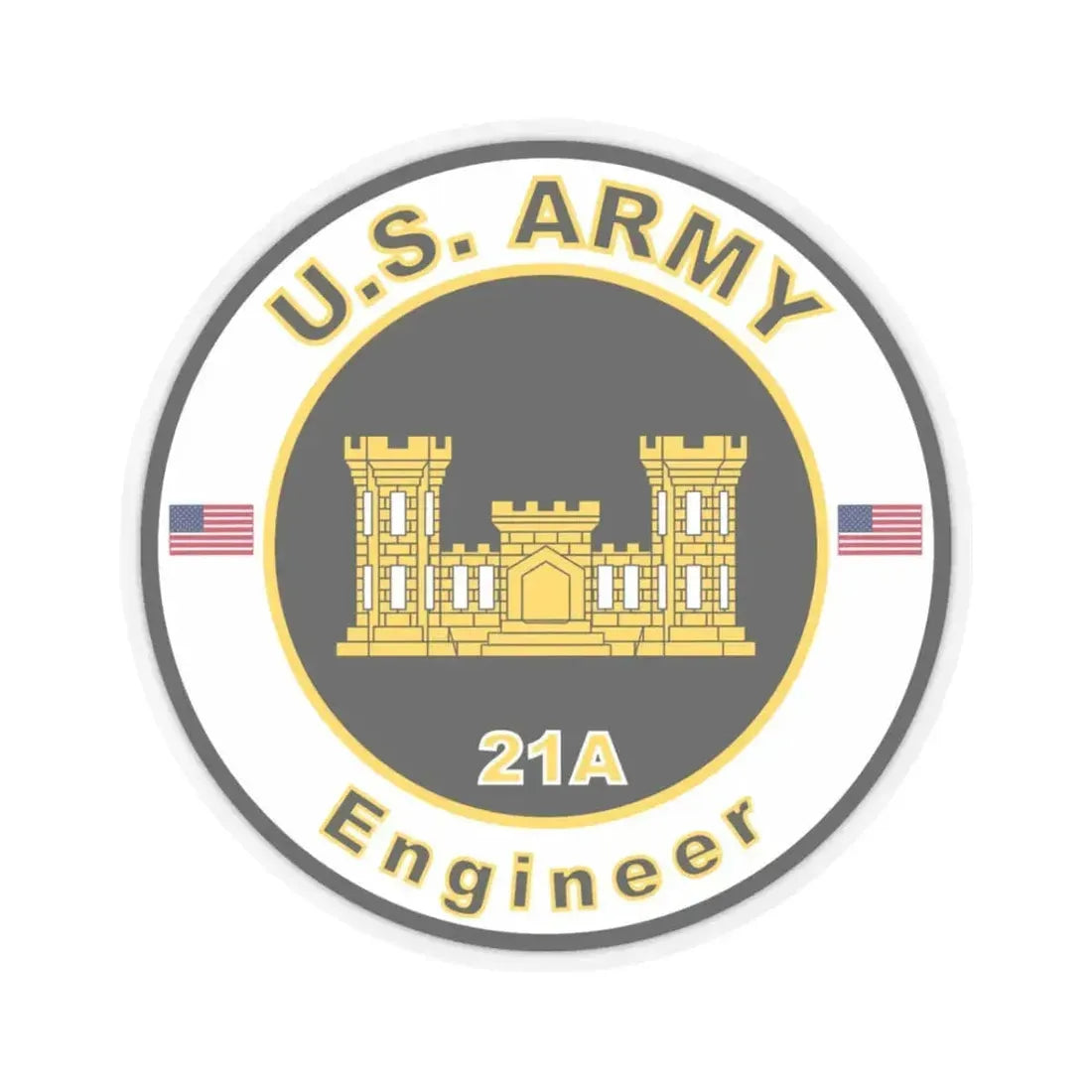 MOS 21A Engineer (U.S. Army) STICKER Vinyl Kiss-Cut Decal 3 Inch Transparent - The Sticker Space