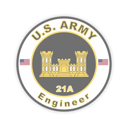 MOS 21A Engineer (U.S. Army) STICKER Vinyl Kiss-Cut Decal 3 Inch Transparent - The Sticker Space