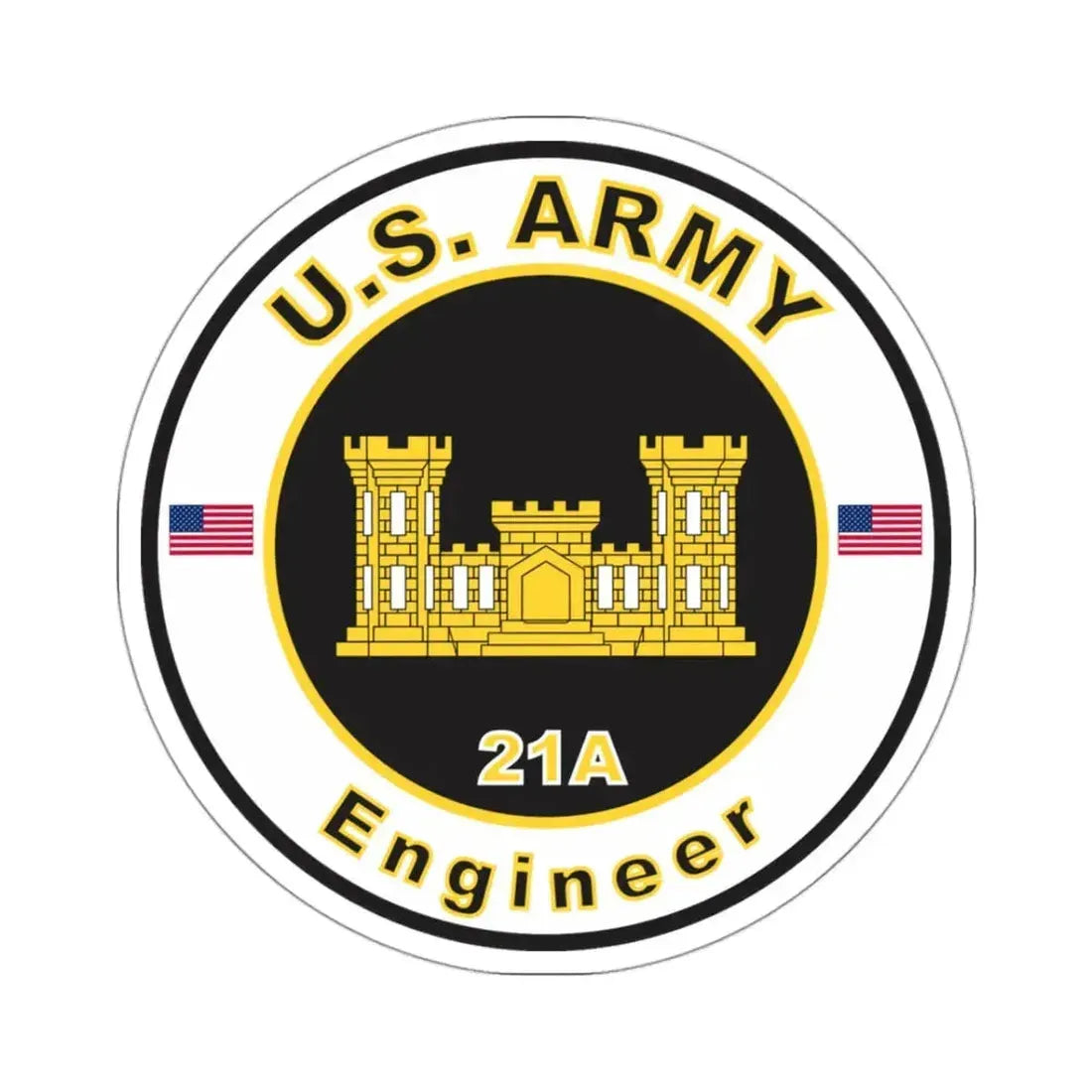 MOS 21A Engineer (U.S. Army) STICKER Vinyl Kiss-Cut Decal 3 Inch White - The Sticker Space