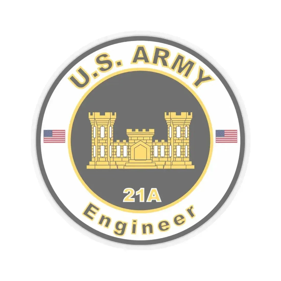 MOS 21A Engineer (U.S. Army) STICKER Vinyl Kiss-Cut Decal 4 Inch Transparent - The Sticker Space
