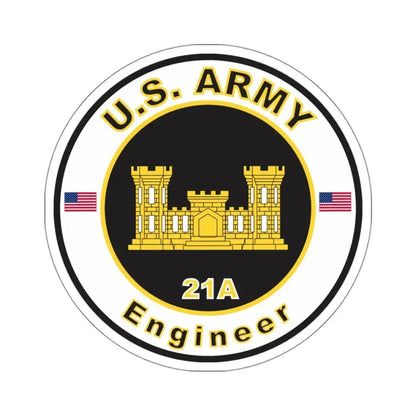 MOS 21A Engineer (U.S. Army) STICKER Vinyl Kiss-Cut Decal 4 Inch White - The Sticker Space