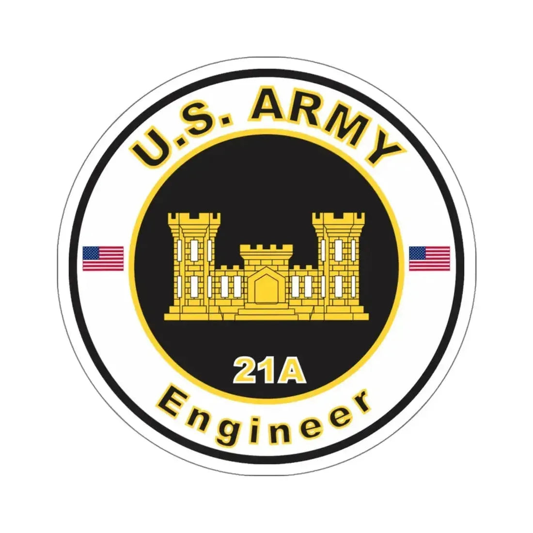 MOS 21A Engineer (U.S. Army) STICKER Vinyl Kiss-Cut Decal 6 Inch White - The Sticker Space