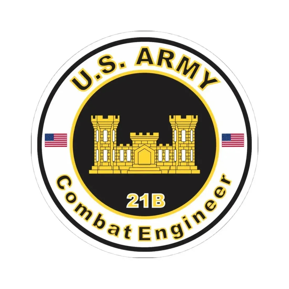 MOS 21B Combat Engineer (U.S. Army) STICKER Vinyl Kiss-Cut Decal 4 Inch White - The Sticker Space