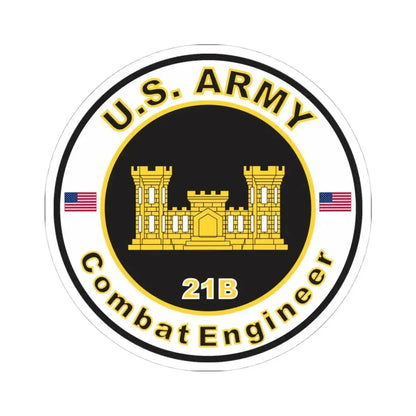 MOS 21B Combat Engineer (U.S. Army) STICKER Vinyl Kiss-Cut Decal 4 Inch White - The Sticker Space