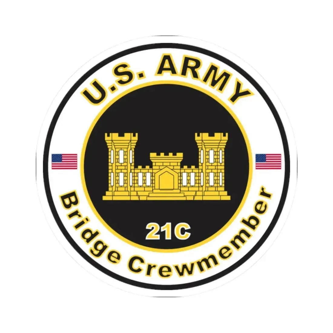MOS 21C Bridge Crewmember (U.S. Army) STICKER Vinyl Kiss-Cut Decal 2 Inch White - The Sticker Space