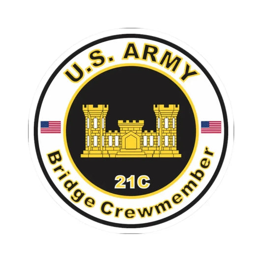 MOS 21C Bridge Crewmember (U.S. Army) STICKER Vinyl Kiss-Cut Decal 2 Inch White - The Sticker Space