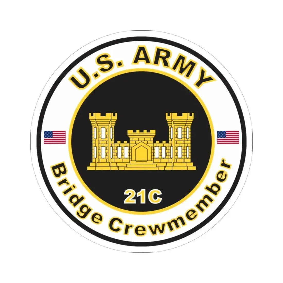 MOS 21C Bridge Crewmember (U.S. Army) STICKER Vinyl Kiss-Cut Decal 4 Inch White - The Sticker Space