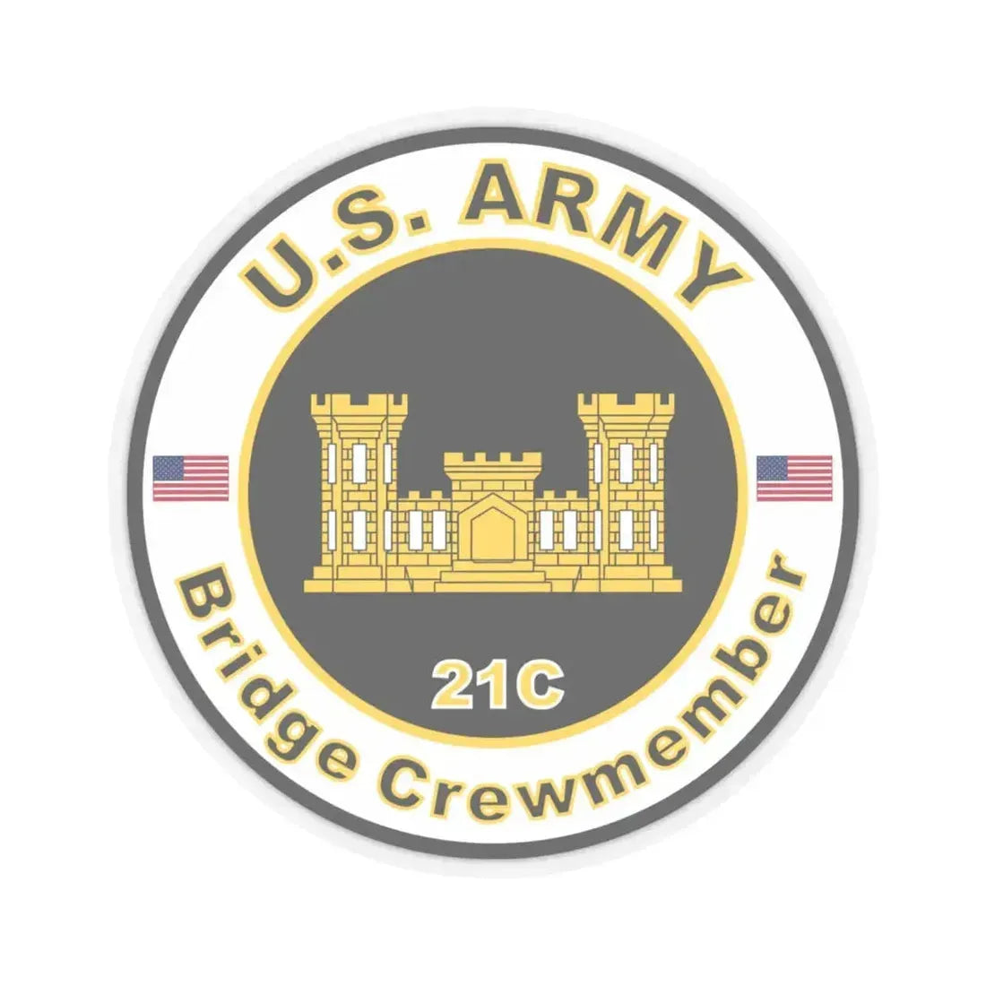 MOS 21C Bridge Crewmember (U.S. Army) STICKER Vinyl Kiss-Cut Decal 6 Inch Transparent - The Sticker Space