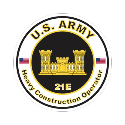 MOS 21E Heavy Construction Operator (U.S. Army) STICKER Vinyl Kiss-Cut Decal 3 Inch White - The Sticker Space