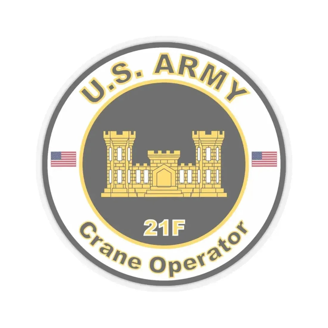 MOS 21F Crane Operator (U.S. Army) STICKER Vinyl Kiss-Cut Decal 4 Inch Transparent - The Sticker Space