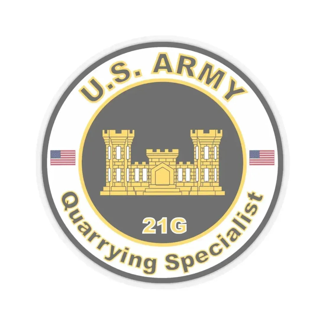 MOS 21G Quarrying Specialist (U.S. Army) STICKER Vinyl Kiss-Cut Decal 6 Inch Transparent - The Sticker Space