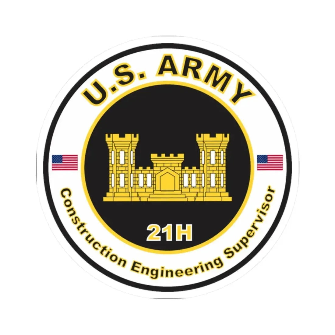 MOS 21H Construction Engineering Supervisor (U.S. Army) STICKER Vinyl Kiss-Cut Decal - The Sticker Space