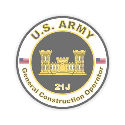 MOS 21J General Construction Operator (U.S. Army) STICKER Vinyl Kiss-Cut Decal 2 Inch Transparent - The Sticker Space