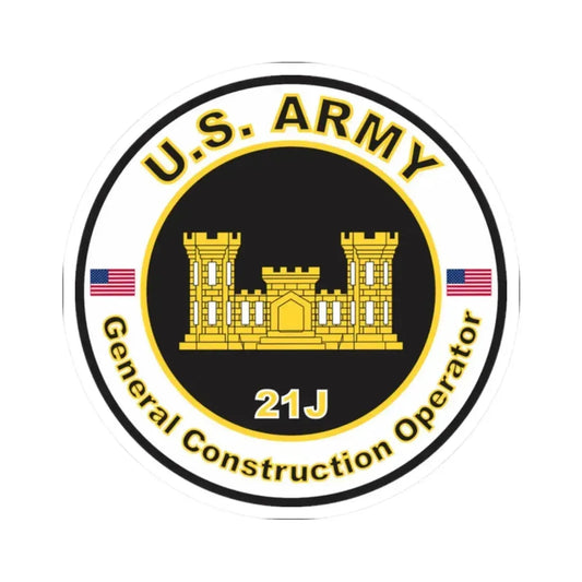 MOS 21J General Construction Operator (U.S. Army) STICKER Vinyl Kiss-Cut Decal 2 Inch White - The Sticker Space