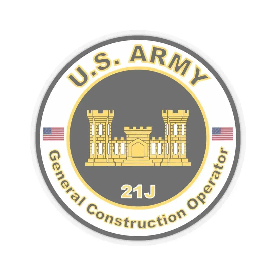MOS 21J General Construction Operator (U.S. Army) STICKER Vinyl Kiss-Cut Decal 6 Inch Transparent - The Sticker Space