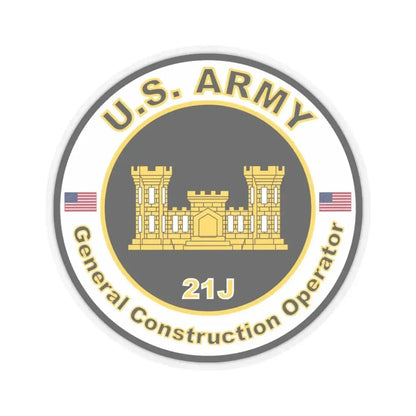MOS 21J General Construction Operator (U.S. Army) STICKER Vinyl Kiss-Cut Decal 6 Inch Transparent - The Sticker Space