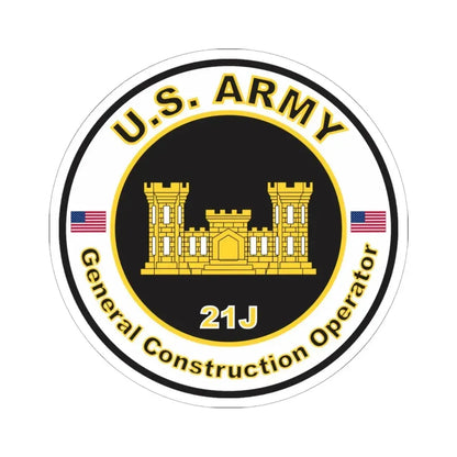 MOS 21J General Construction Operator (U.S. Army) STICKER Vinyl Kiss-Cut Decal 6 Inch White - The Sticker Space