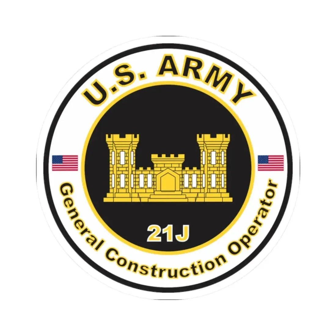 MOS 21J General Construction Operator (U.S. Army) STICKER Vinyl Kiss-Cut Decal - The Sticker Space
