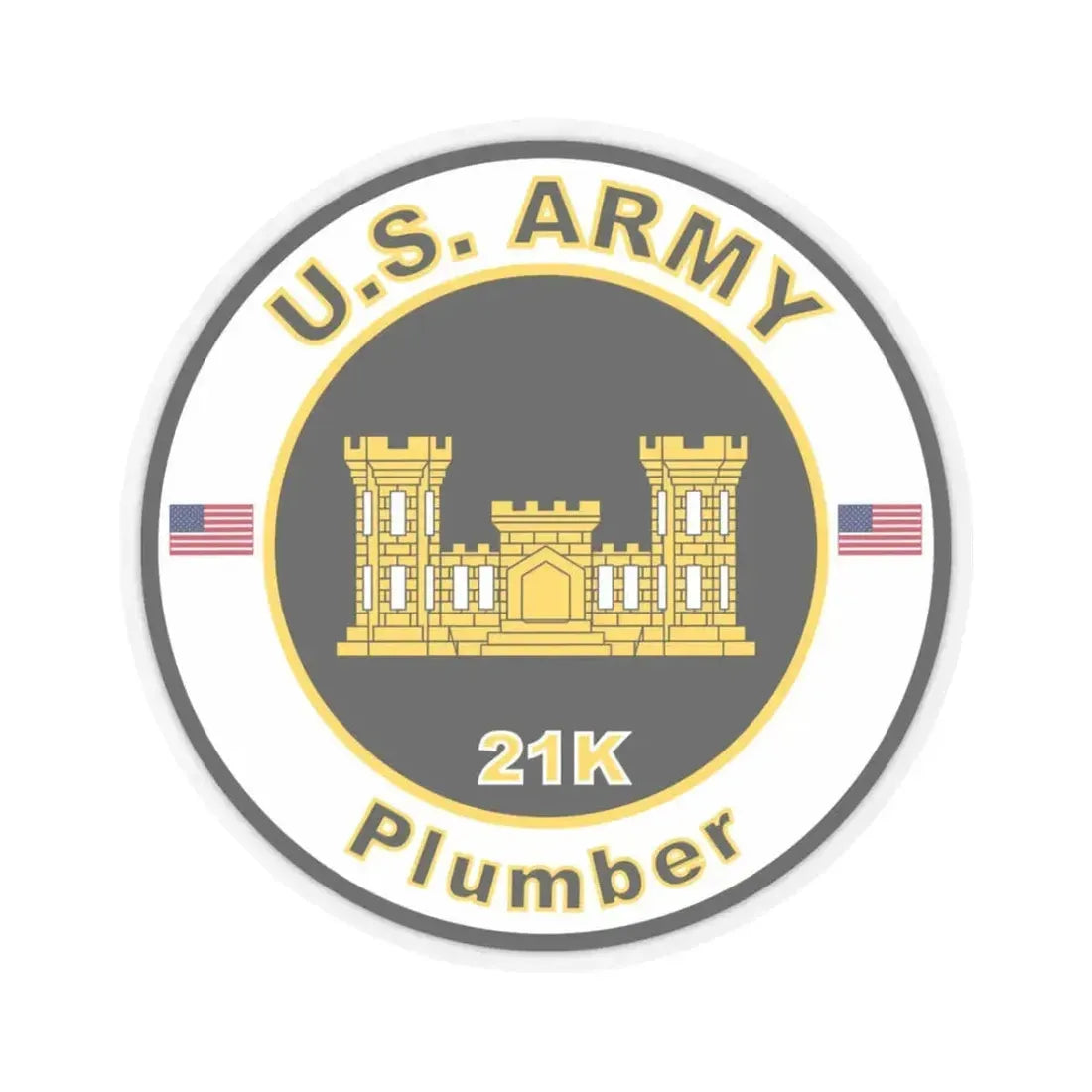 MOS 21K Plumber (U.S. Army) STICKER Vinyl Kiss-Cut Decal 3 Inch Transparent - The Sticker Space