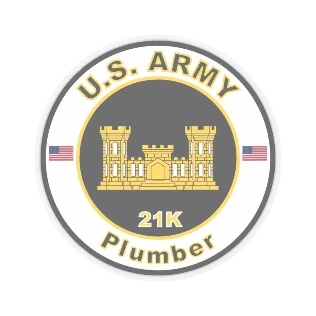 MOS 21K Plumber (U.S. Army) STICKER Vinyl Kiss-Cut Decal 4 Inch Transparent - The Sticker Space