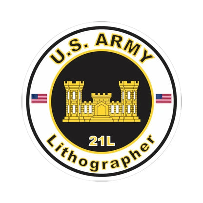 MOS 21L Lithographer (U.S. Army) STICKER Vinyl Kiss-Cut Decal 3 Inch White - The Sticker Space