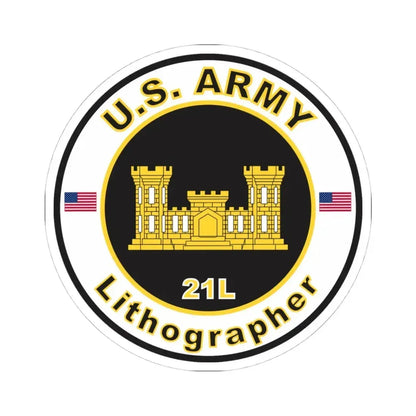 MOS 21L Lithographer (U.S. Army) STICKER Vinyl Kiss-Cut Decal 4 Inch White - The Sticker Space