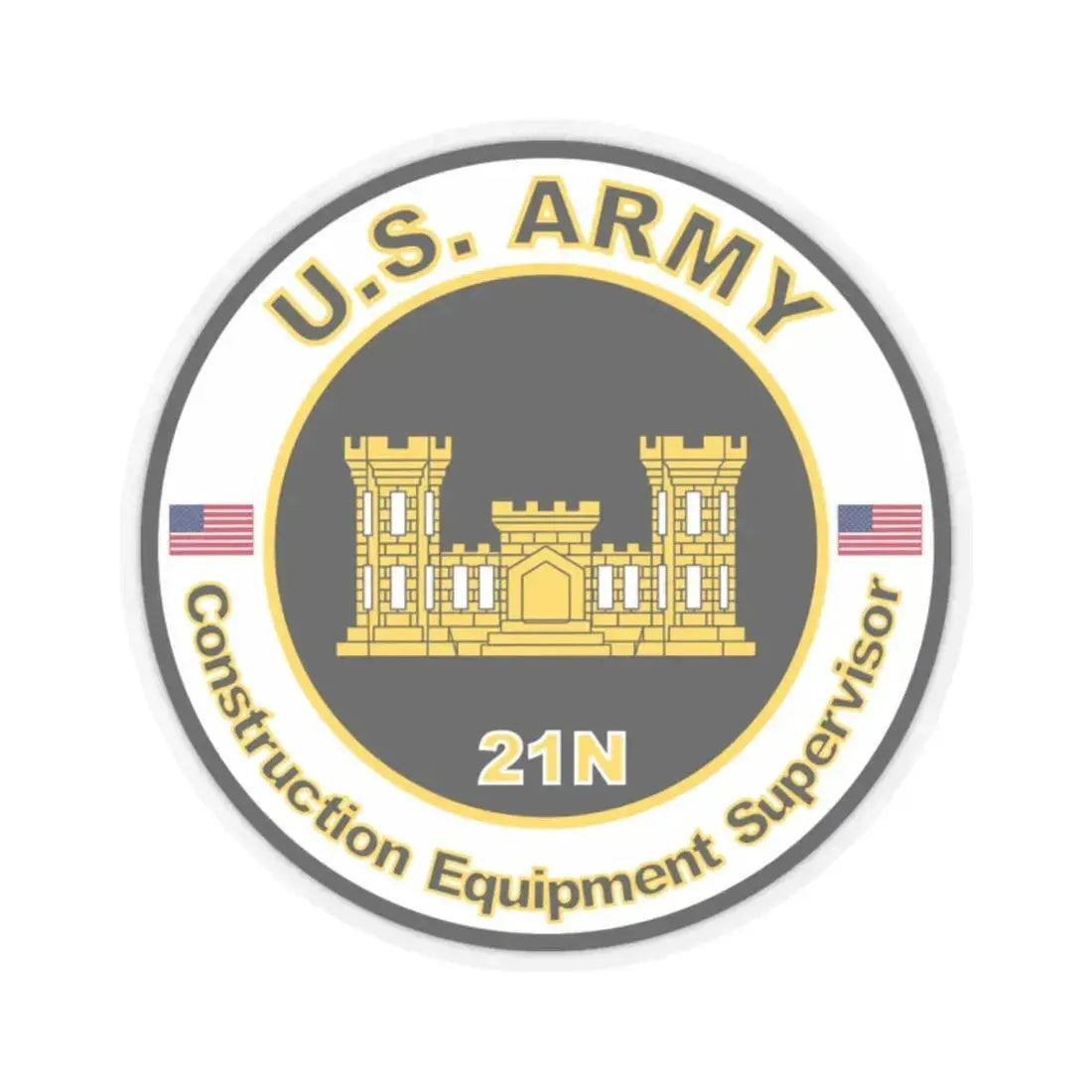 MOS 21N Construction Equipment Supervisor (U.S. Army) STICKER Vinyl Kiss-Cut Decal 2 Inch Transparent - The Sticker Space