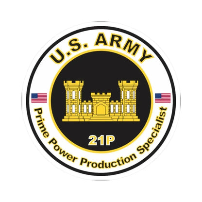 MOS 21P Prime Power Production Specialist (U.S. Army) STICKER Vinyl Kiss-Cut Decal 2 Inch White - The Sticker Space