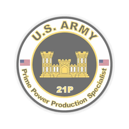 MOS 21P Prime Power Production Specialist (U.S. Army) STICKER Vinyl Kiss-Cut Decal 3 Inch Transparent - The Sticker Space