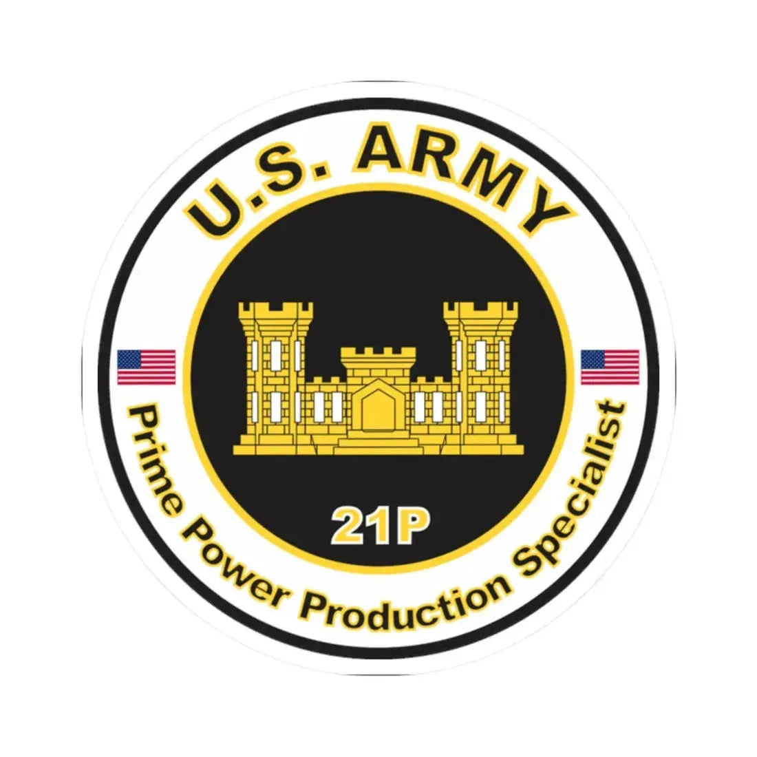 MOS 21P Prime Power Production Specialist (U.S. Army) STICKER Vinyl Kiss-Cut Decal - The Sticker Space