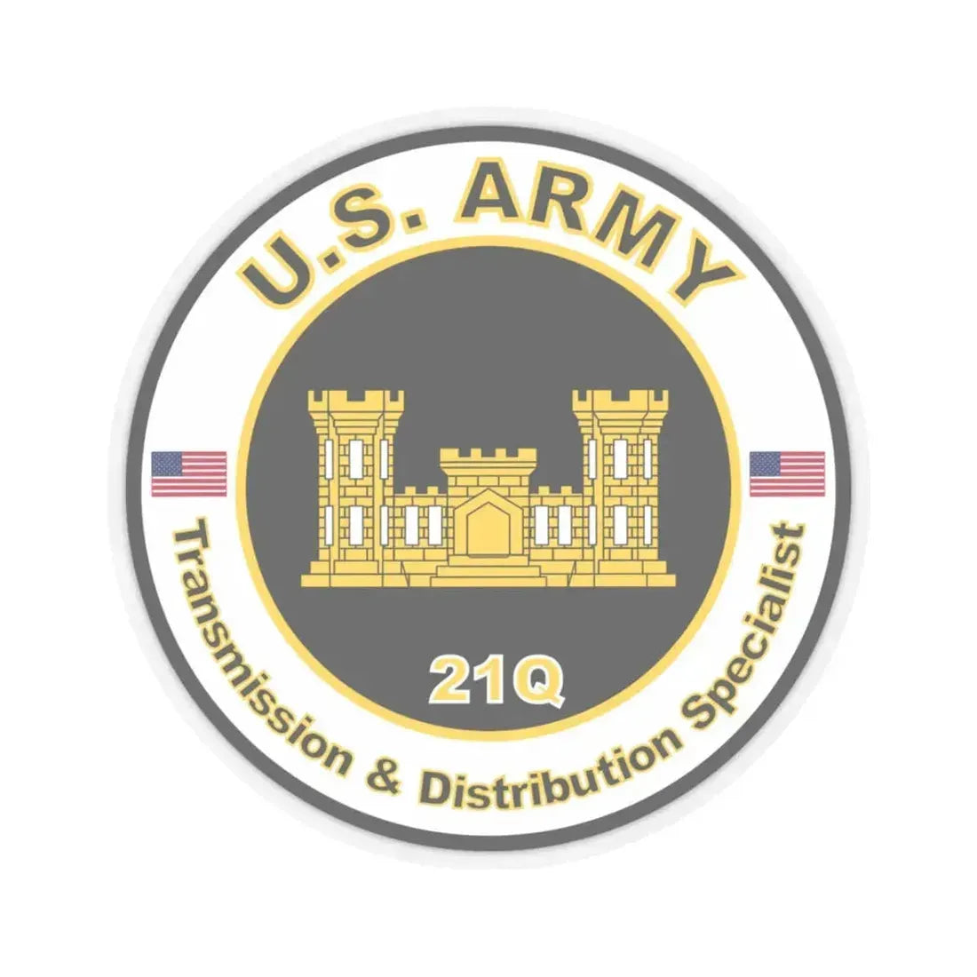 MOS 21Q Transmission and Distribution Specialist (U.S. Army) STICKER Vinyl Kiss-Cut Decal 3 Inch Transparent - The Sticker Space