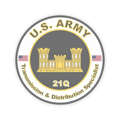 MOS 21Q Transmission and Distribution Specialist (U.S. Army) STICKER Vinyl Kiss-Cut Decal 6 Inch Transparent - The Sticker Space