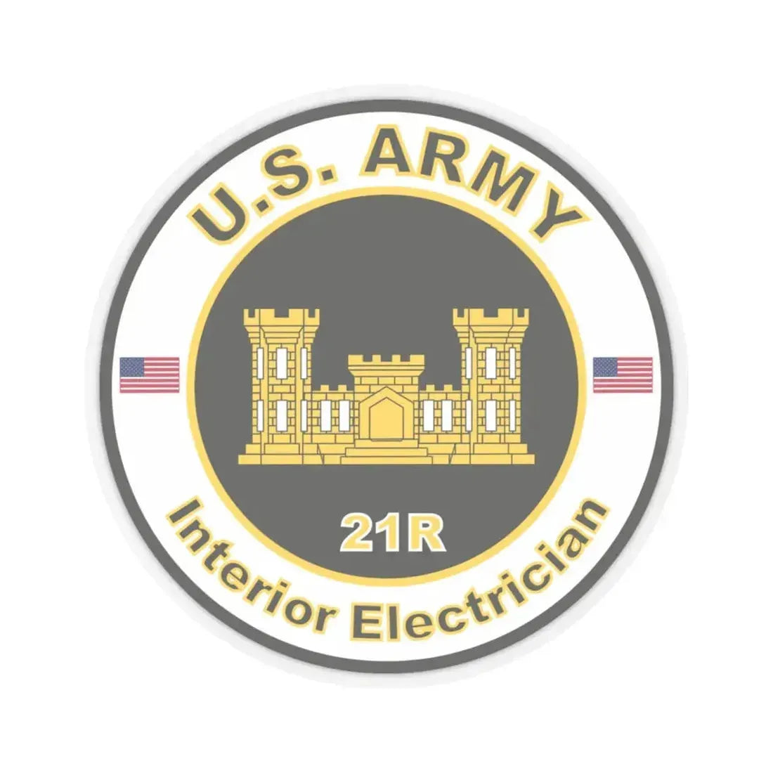 MOS 21R Interior Electrician (U.S. Army) STICKER Vinyl Kiss-Cut Decal 3 Inch Transparent - The Sticker Space