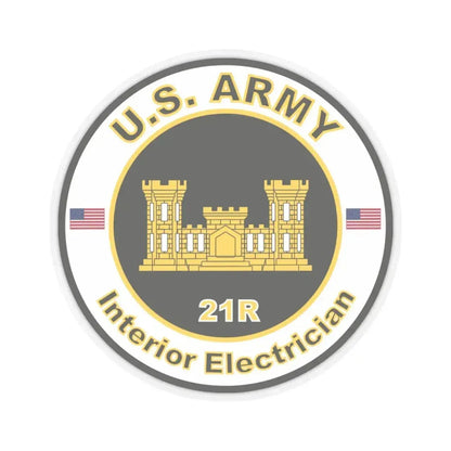 MOS 21R Interior Electrician (U.S. Army) STICKER Vinyl Kiss-Cut Decal 6 Inch Transparent - The Sticker Space