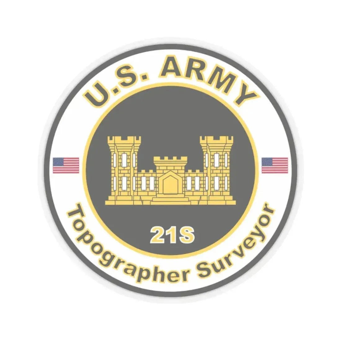 MOS 21S Topographer Surveyor (U.S. Army) STICKER Vinyl Kiss-Cut Decal 2 Inch Transparent - The Sticker Space
