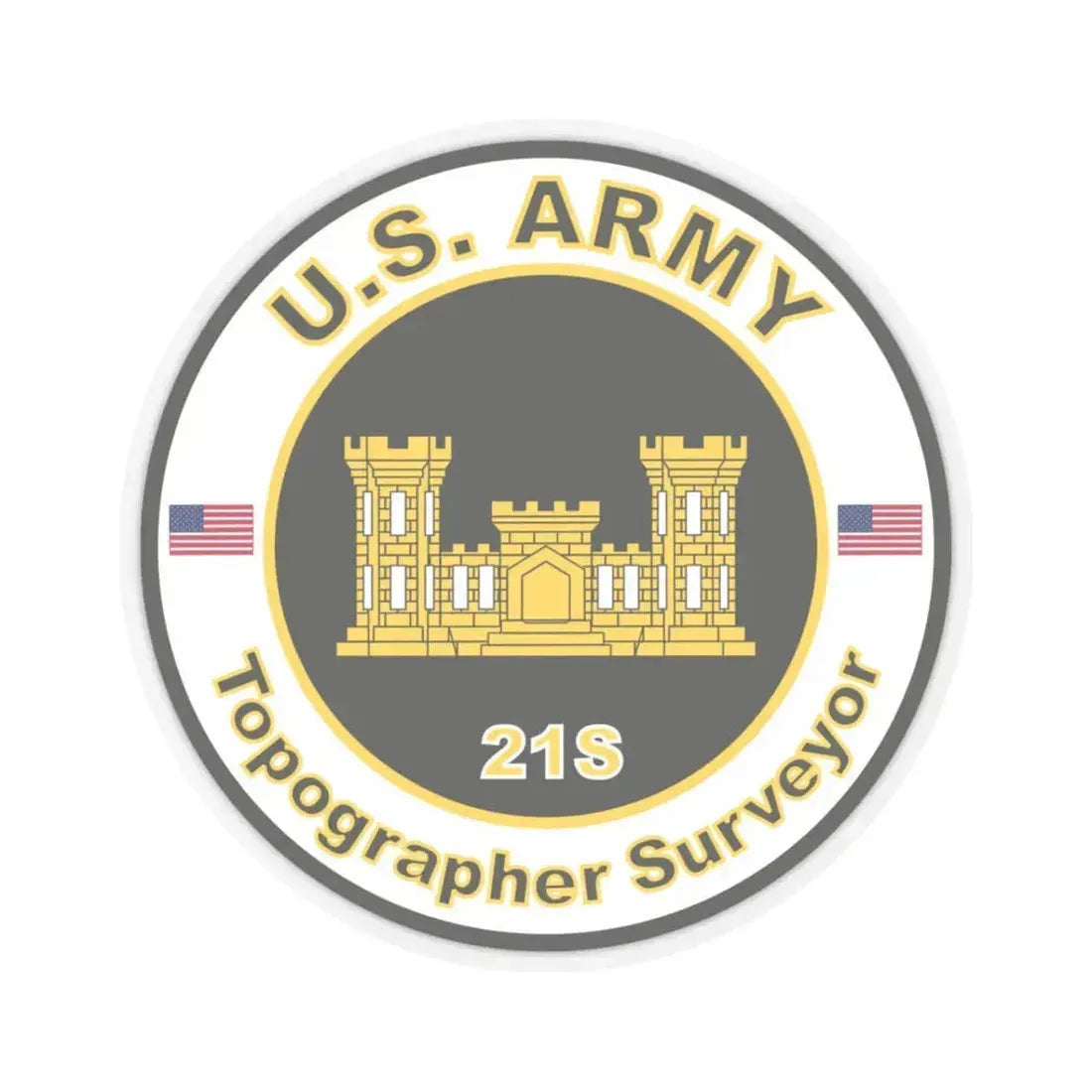 MOS 21S Topographer Surveyor (U.S. Army) STICKER Vinyl Kiss-Cut Decal 3 Inch Transparent - The Sticker Space