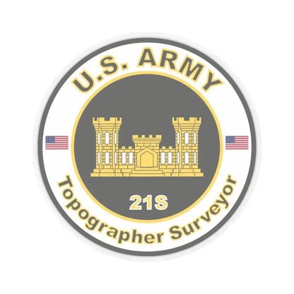 MOS 21S Topographer Surveyor (U.S. Army) STICKER Vinyl Kiss-Cut Decal 3 Inch Transparent - The Sticker Space